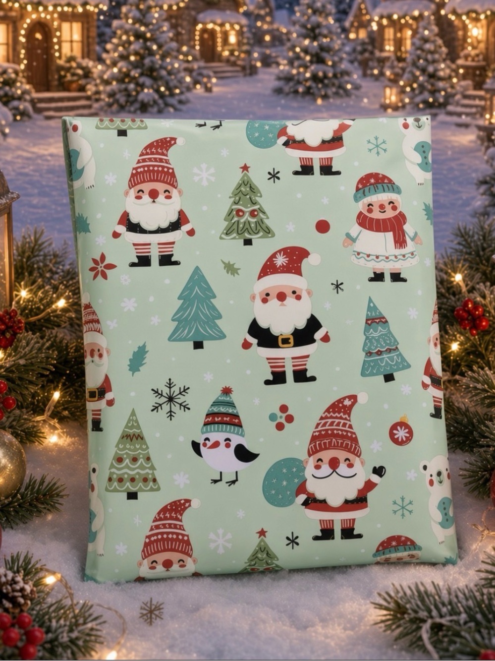(10) 10x13 Christmas Santa Poly Mailers